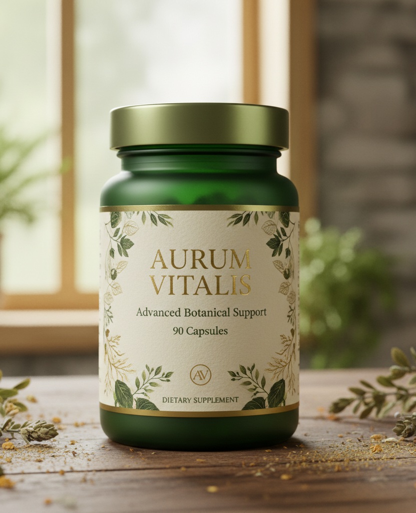 Aurum Vitalis product bottle shown on a natural background